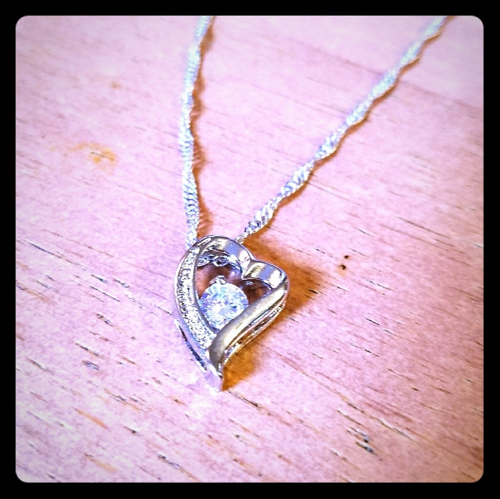 Silver necklace with Crystal Heart Charm